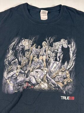 VTG 00’s / Y2K True Blood Vampires TV Series Black Tee Men’s XL Faded